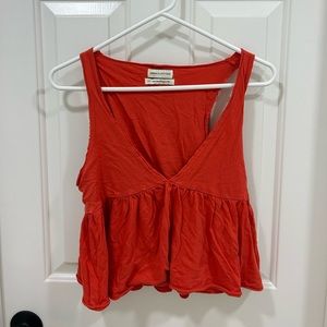 Red Flowy V-Neck UO Tank Top